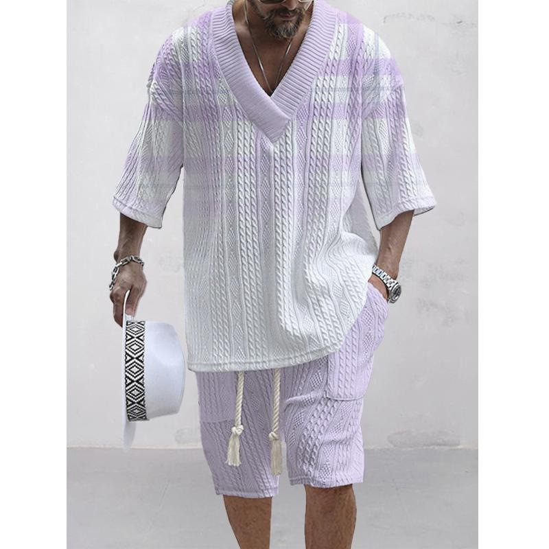 Vintage Jacquard V-Neck Two Piece