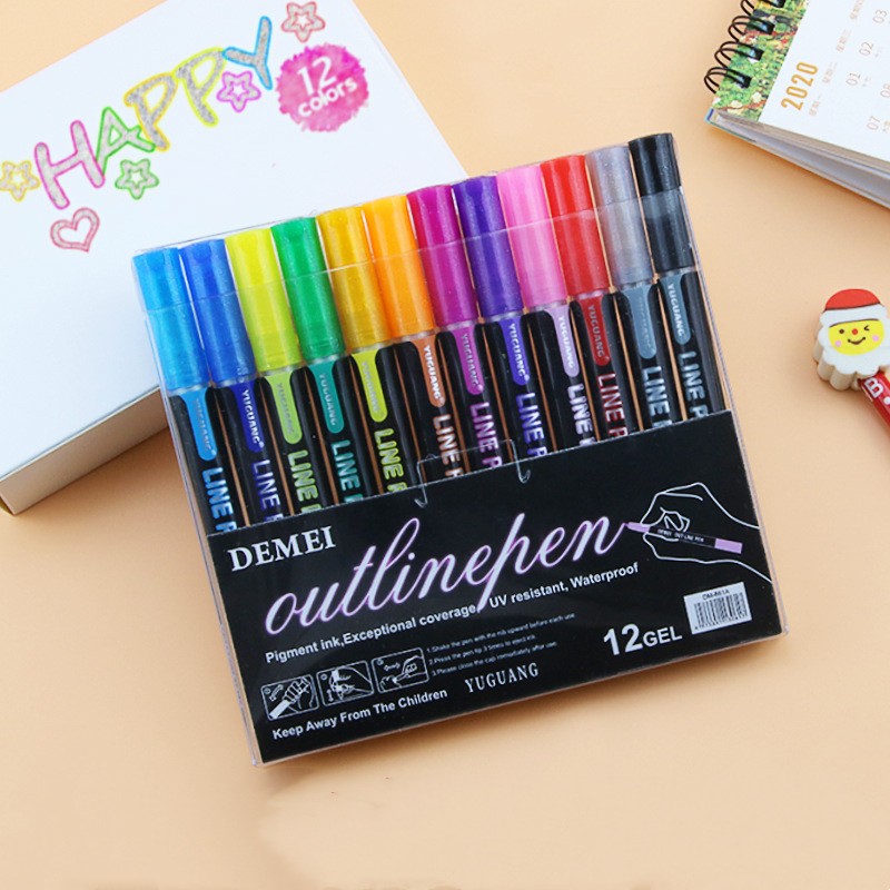 Shiny Double Line Outline Pen