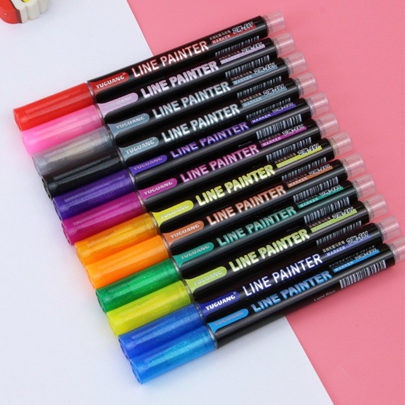 Shiny Double Line Outline Pen