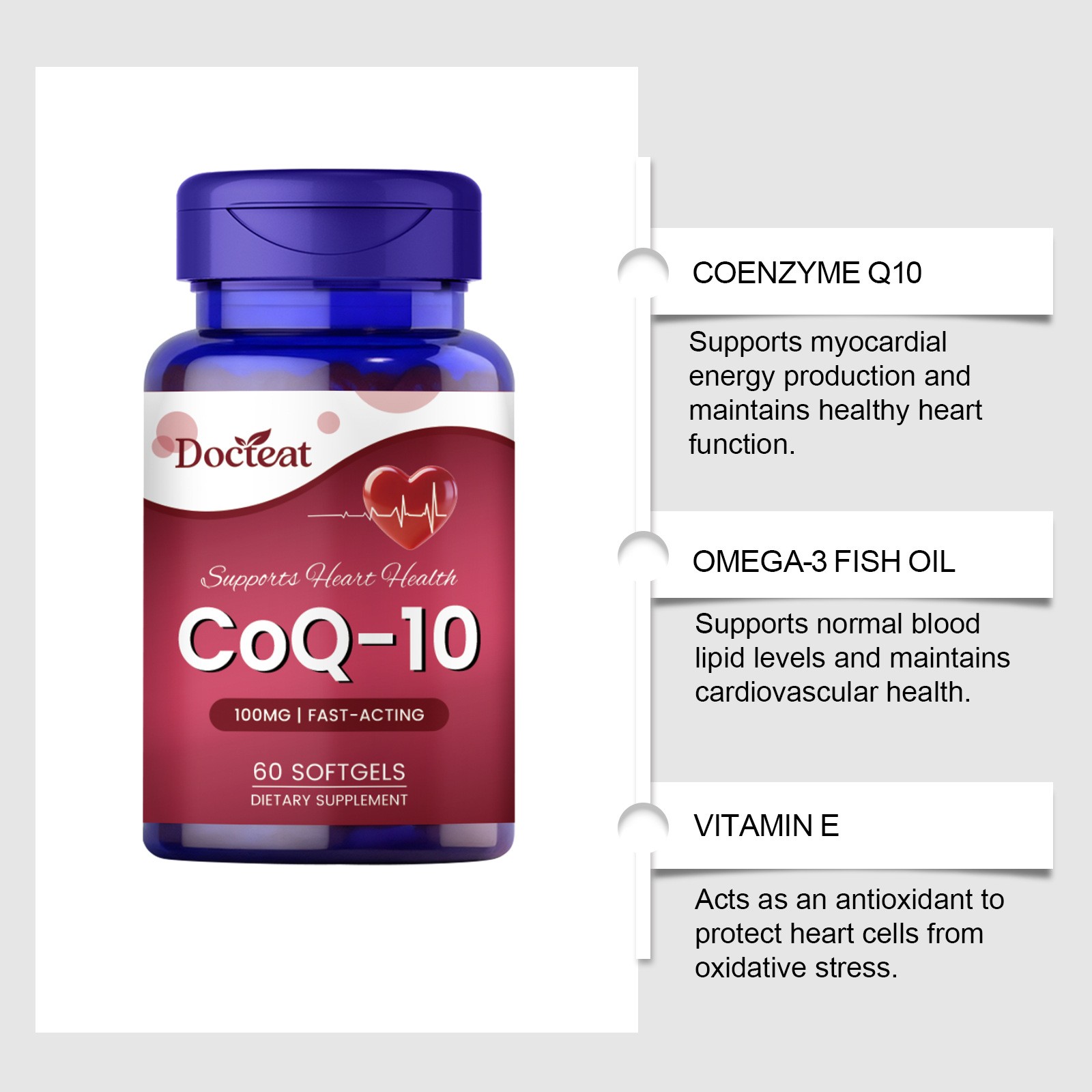 CoQ-10 100mg Softgels  Fast-Acting Support for Heart & Cellular Energy