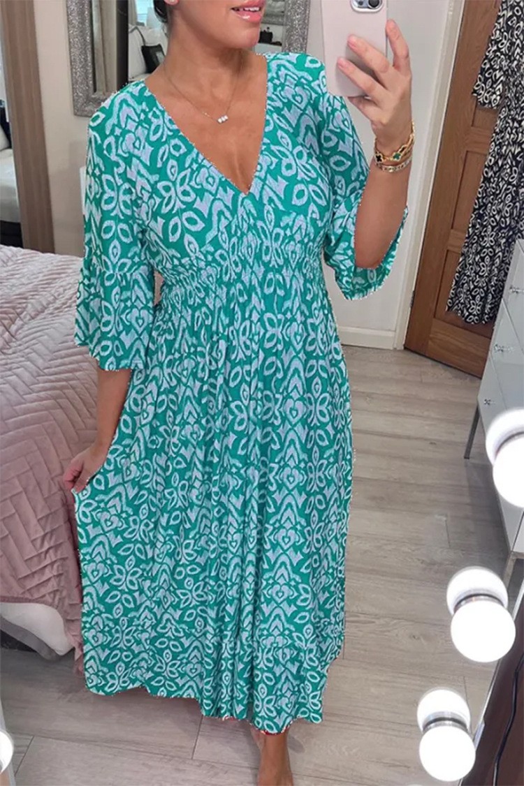 Summer V-Neck Floral Print Dress