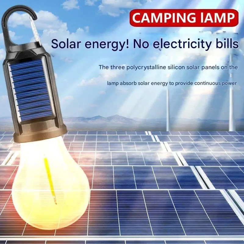 Vintage Solar Rechargeable Hooked Camping Light