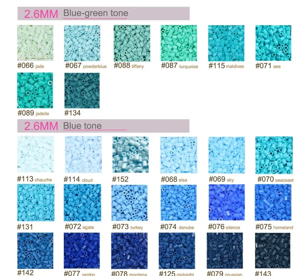 Color: PEACOCK BLUE - 2.6mm Mini Beads 1000PCS Fuse Beads for Kids Gift Hama Beads Diy Puzzles Iron Beads High Quality