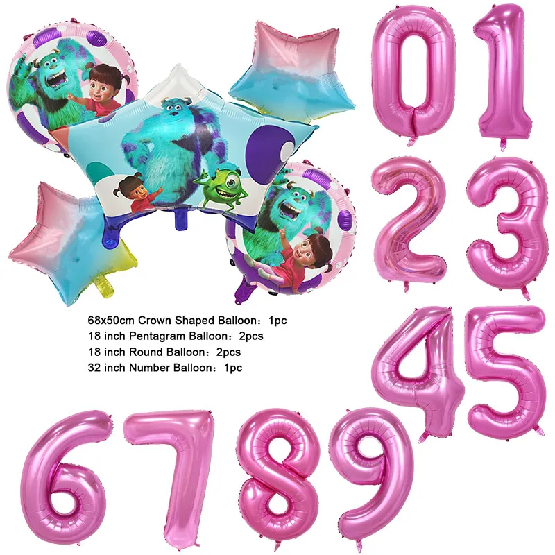 Color: light green, Capacity: 680ml - Monsters University Monsters, Inc. James P. Sullivan Theme Birthday Party Decoration Crown Shaped Balloon Set Baby Shower