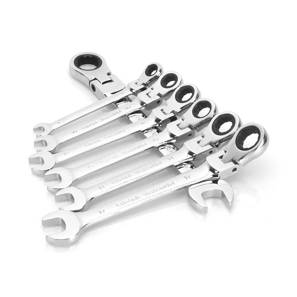 Color: black - 1pc Ratchet Wrench of Keys Spanner Hand Tool 72-Tooth Ratcheting Flexible Head Mirror Finish
