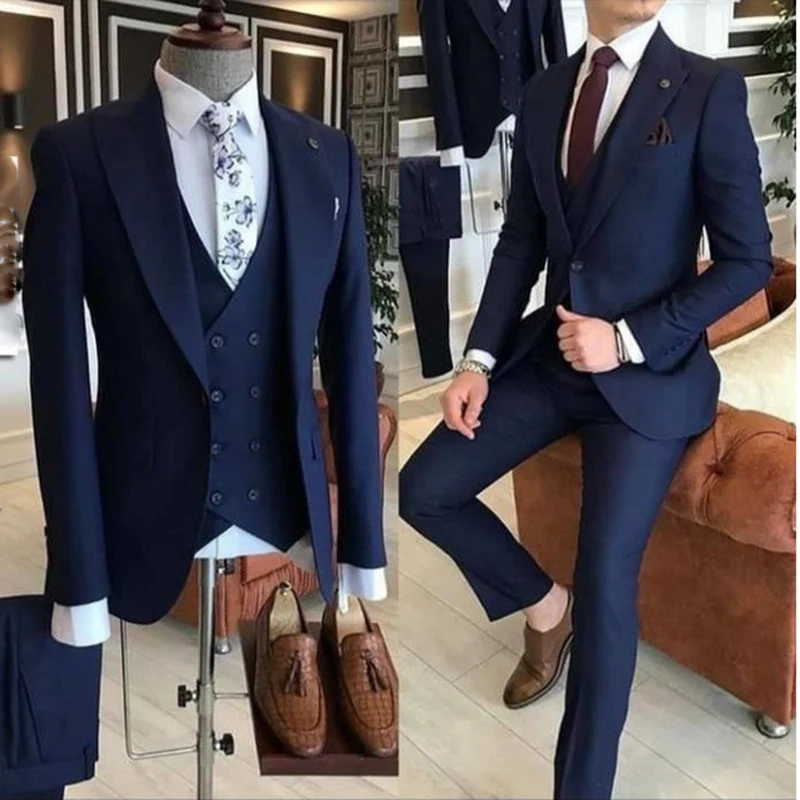 Color: black, Size: M, Ships From: CHINA - Groom Wear 3 Pieces Gray Men Suits 2021 Slim Fit Peak Lapel One Button Tailor Made Terno Masculino (Jacket+Pants+Vest+Tie?‰