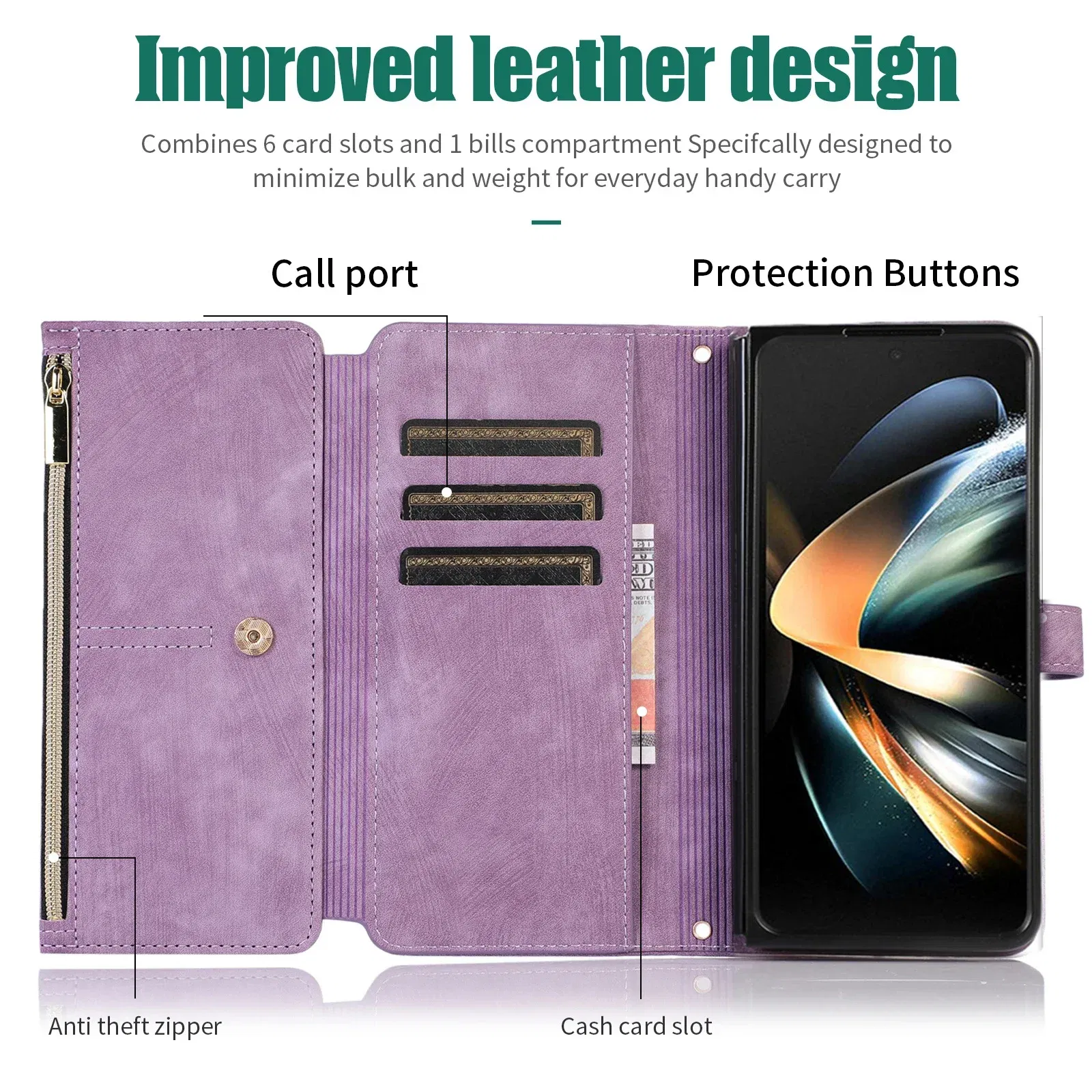 Color: Clear, Material: aluminum - Crossbody Wallet Phone Case for Samsung Galaxy Z Fold 6 5 4 3 Fold5 Fold4 Fold6 5G Card Holder Stand Lanyard Flip Leather Cover