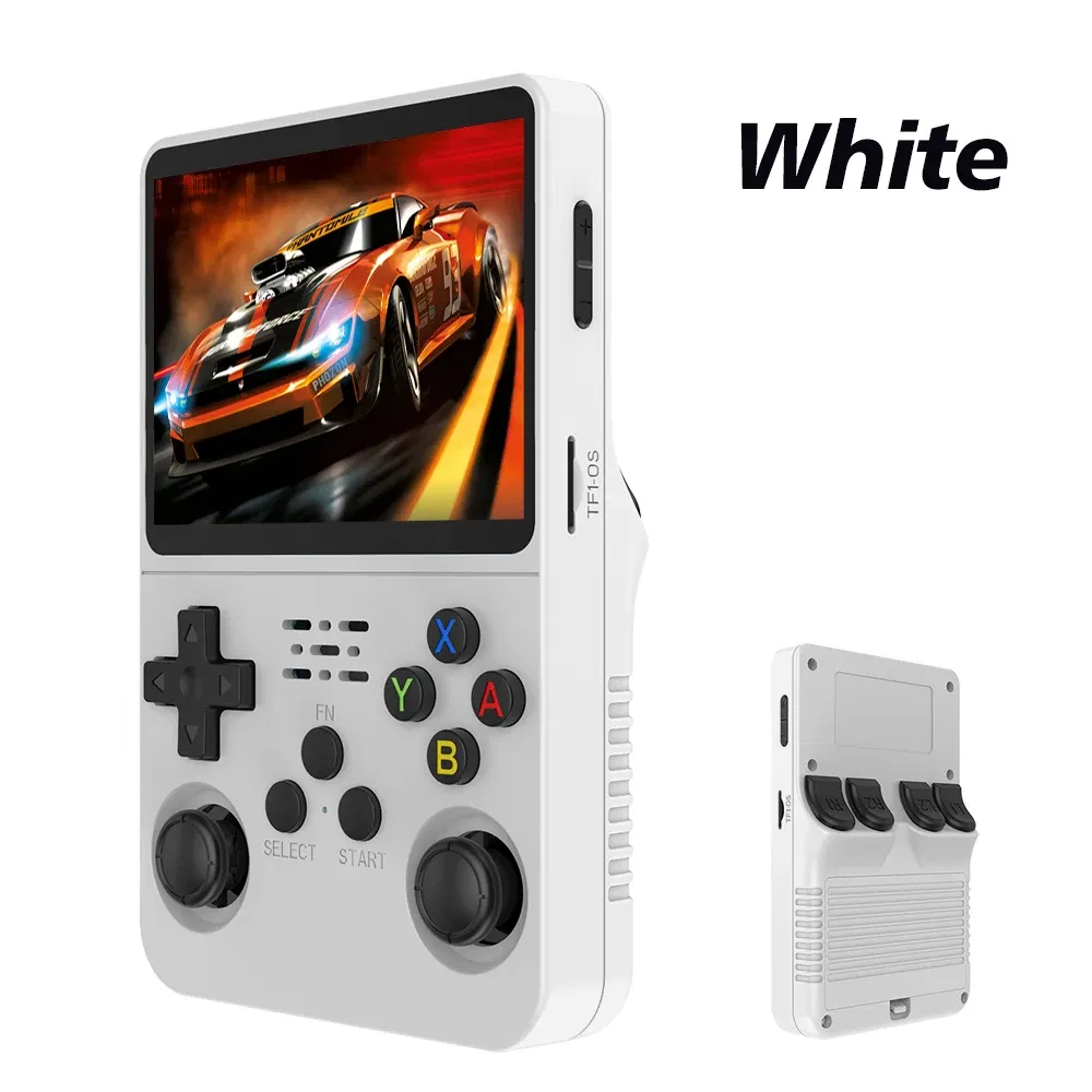 Color: WHITE - R36S Retro Handheld Video Game Console Linux System 3.5 Inch IPS Screen Portable Pocket Video Player 64GB RG35S Plus