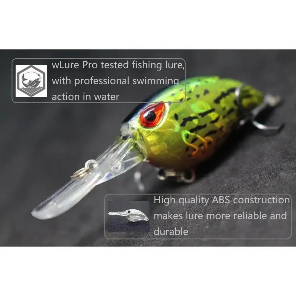 Color: Light Beige - wLure Crankbait Wobble Fishing Lure 6cm 5g Deep Diving Tight Action Fresh Water Hard Bait Floating 8# Hooks Insect Bait C770