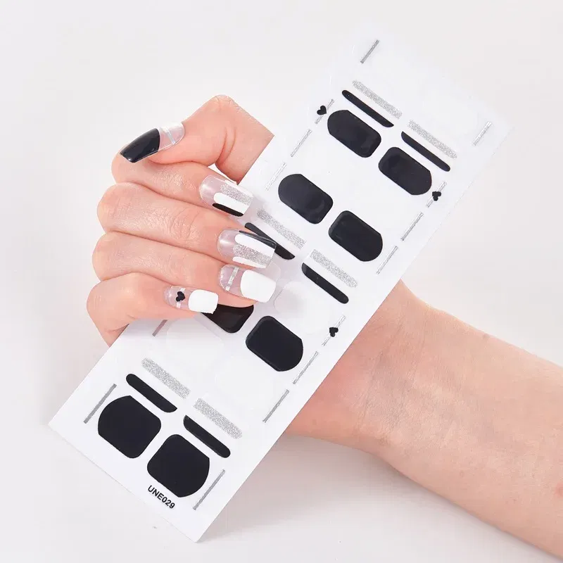 Color: Watermelon red - 22 Tips/Sheet Solid Color And Striped Manicure Designer Nail Decals Nailart Sticker Full Beauty Nail Tape Manicure Self Adhesive