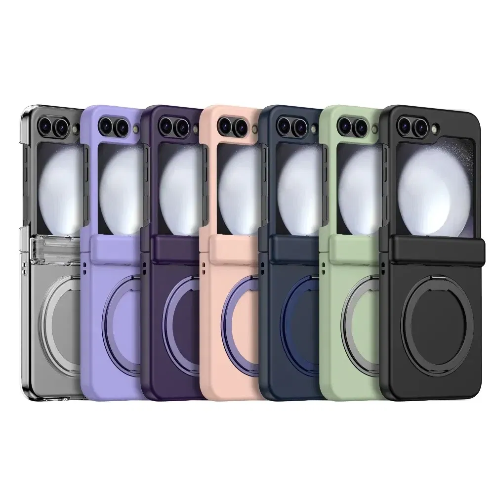 Color: Blue, Material: ABS - For Samsung Galaxy Z Flip 3 5 4 6 Magsafe Case Wireless Charging Hinge All-inclusive Flip Shockproof Hard Magnetic Holder Cover