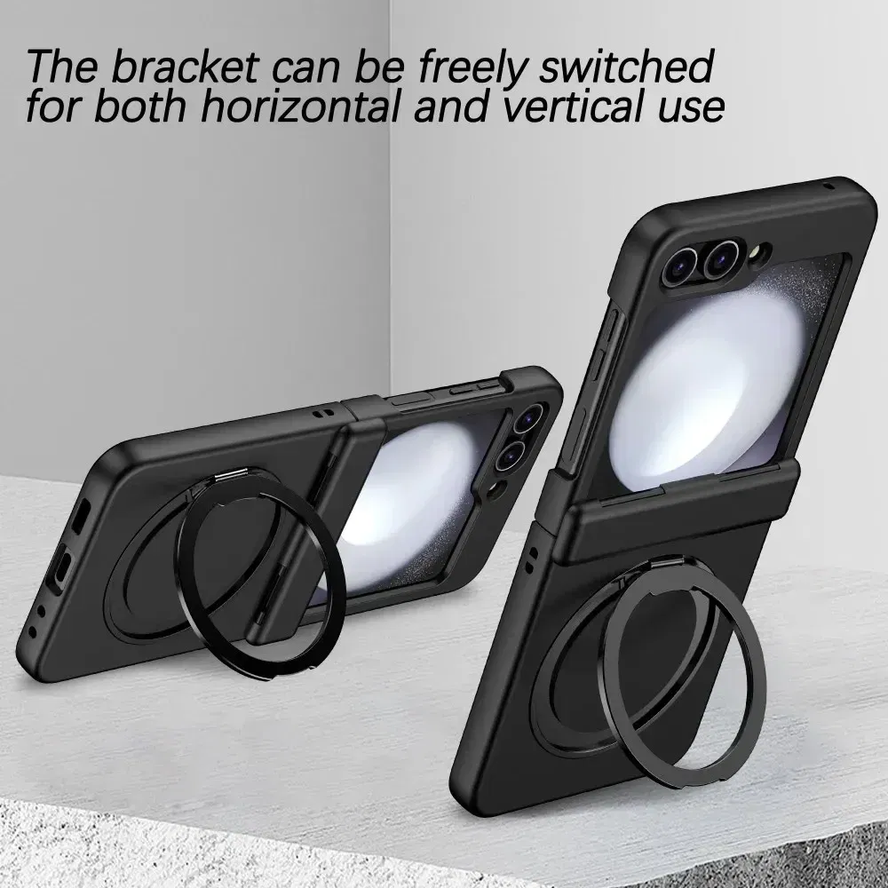 Color: Blue, Material: ABS - For Samsung Galaxy Z Flip 3 5 4 6 Magsafe Case Wireless Charging Hinge All-inclusive Flip Shockproof Hard Magnetic Holder Cover