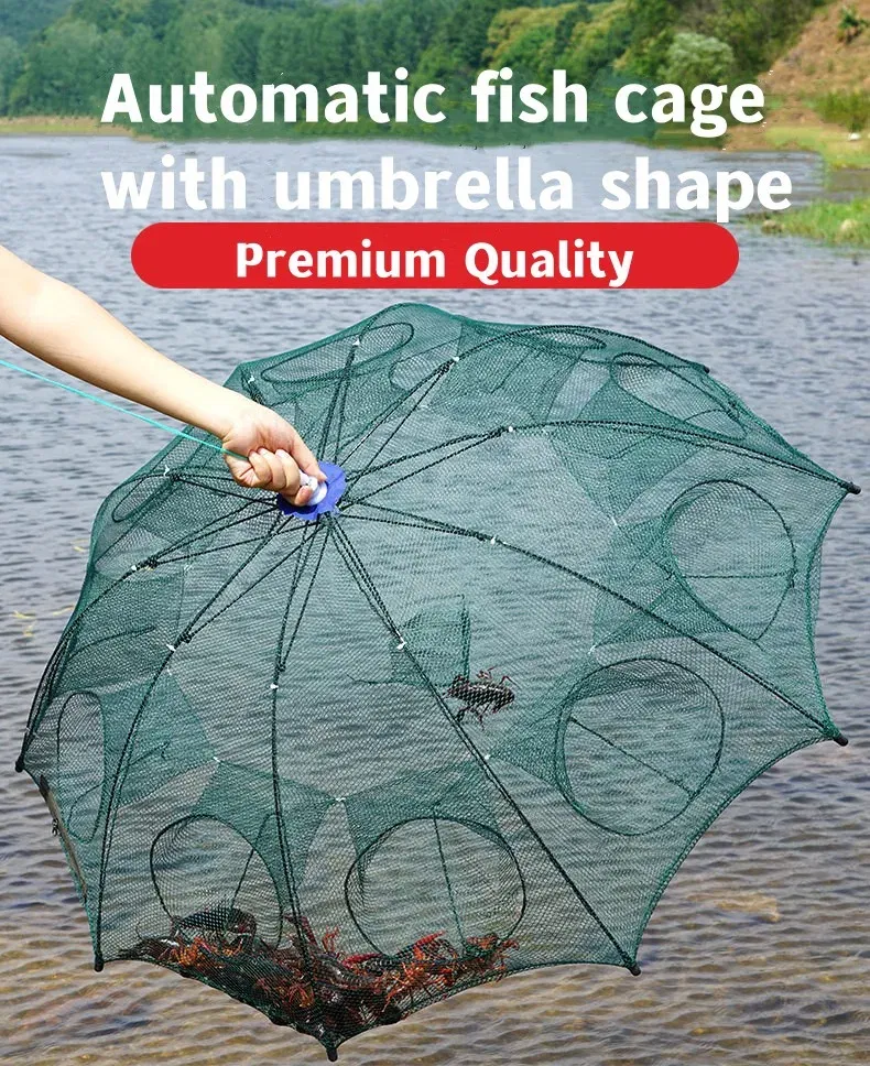 Color: WHITE - Cyrusher Umbrella Net Shrimp Cage Fishing Net Fish Protection Automatic Folding Fish Net Moving Kite Fishing Net Hand Cast Net