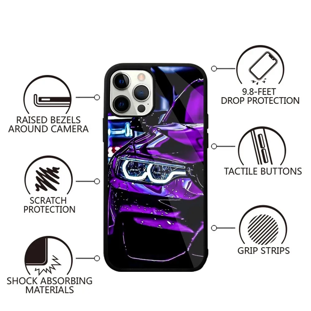 Color: Black, Material: EVA - Blue Red Car for B-BMW Phone Case Strong Magnetic For IPhone 15,14,13,Pro,Max,Plus,11,12,Mini For Magsafe Wireless Charging