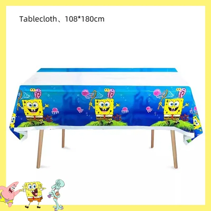 Color: plum - SpongeBob Party Decorations Disposable Tableware Cup Baby Shower Birthday Theme Plate Tablecloth Kids Birthday Party