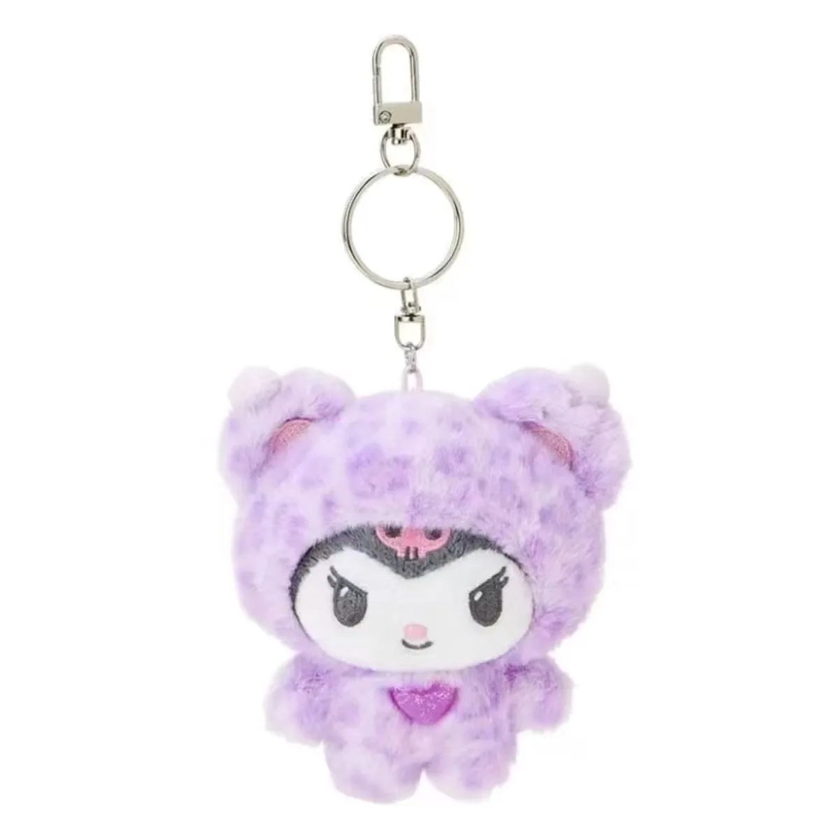 Color: Brown - Sanrio Leopard Print Bear Series Hello Kitty Keychain Pendant Cartoon Kitty Cat Plush Doll Pendant Keychain Bag Decorations Gift
