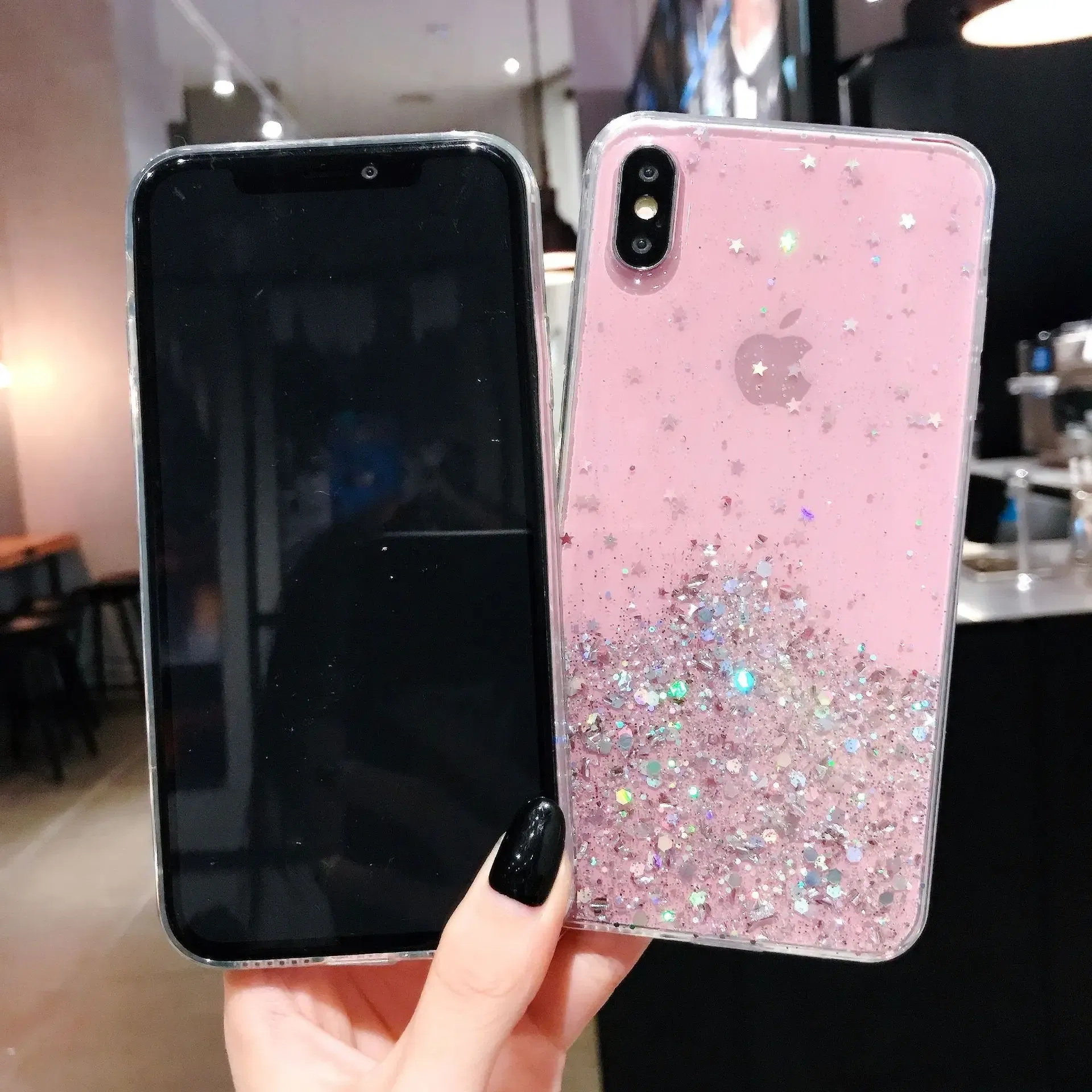 Color: WHITE, Compatible-Phone Models: For iPhone 12 - 16 Pro Max, Epoxy Resin Case, iPhone 15 Case with Sequins, Epoxy Case, iPhone 14 Case, Glitter Girls Designs, 13 Pro Max, 15Pro