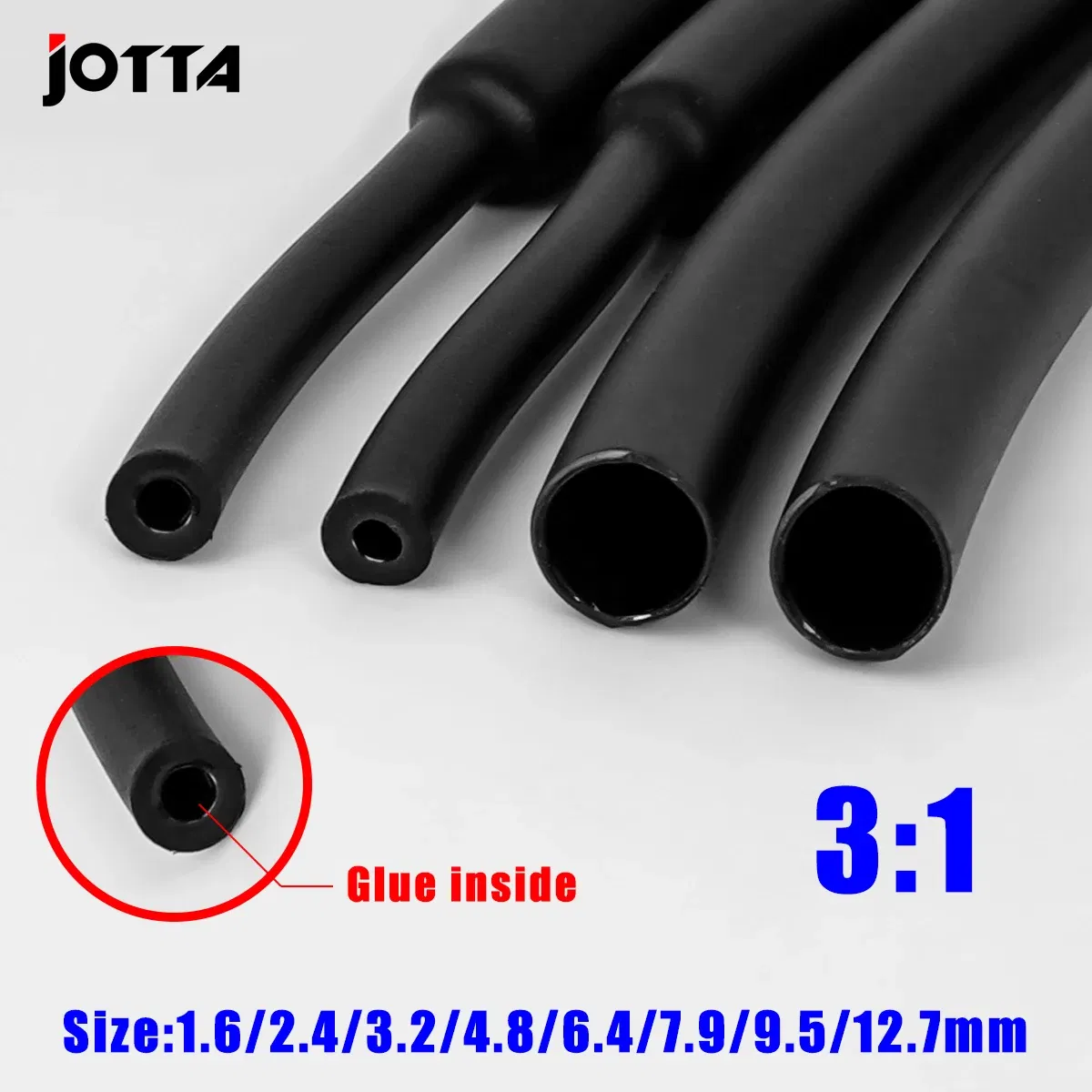 Length: 1m, Inside Diameter: 2.4MM - 1M 3:1 Heat Shrink Tube Thicken With Glue Dual Wall Tubing Diameter 1.6/2.4/3.2/4.8/6.4/7.9/9.5/12.7mm