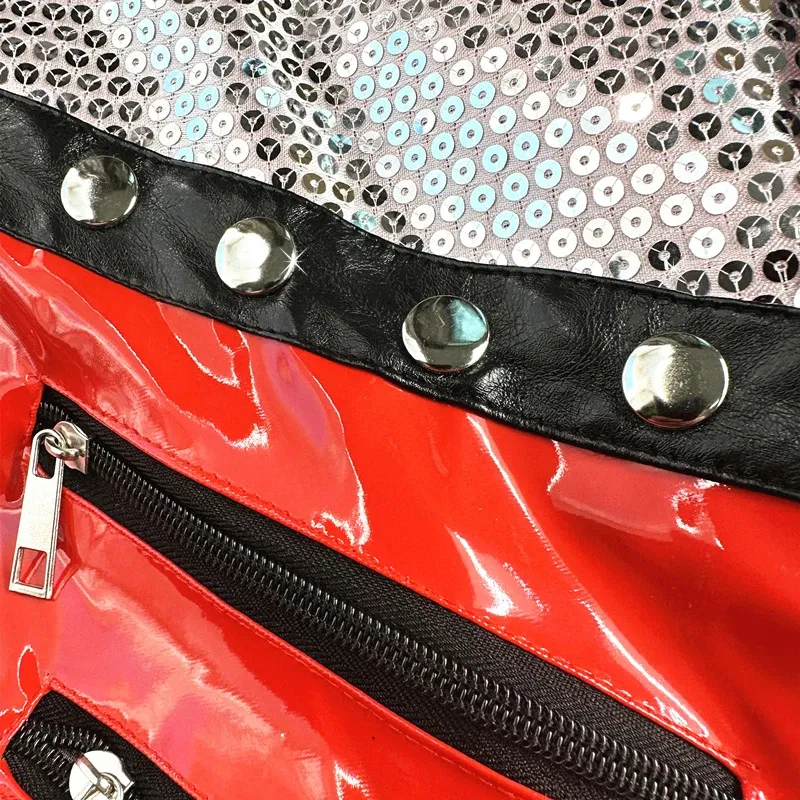 Color: Red, Size: M - Michael Jackson Costumes Jacket Beat It for Adults Cosplay Impersonate Halloween Christmas