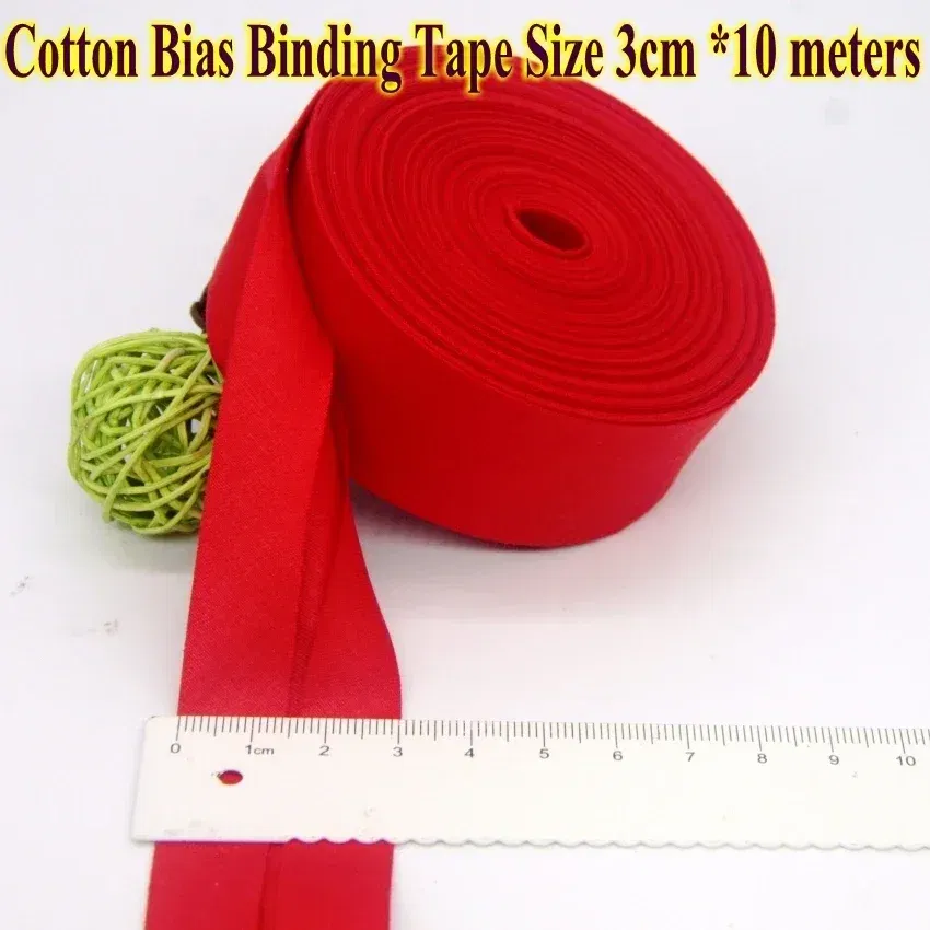 Color: Nickel-Free White, Size: L - Cotton Bias Binding Tape Size 3cm *10meter Solid Color DIY Handmade Sewing Material Bias Tape