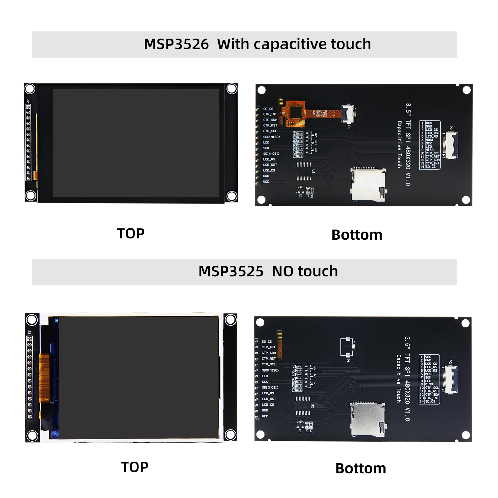 Color: green - 3.5 inch SPI TFT LCD Screen Colorful IPS capacitive Touch Display Module ST7796 320*480 IPS For Esp32&arduino