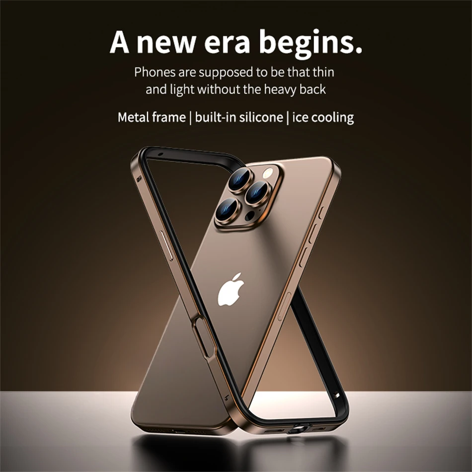 Color: Gold, Material: Microfiber - Titanium Metal Frame Bumper Shockproof Case for IPhone 16 15 Pro Max Plus 5G for Apple Solid Colour Protection Phone Cover