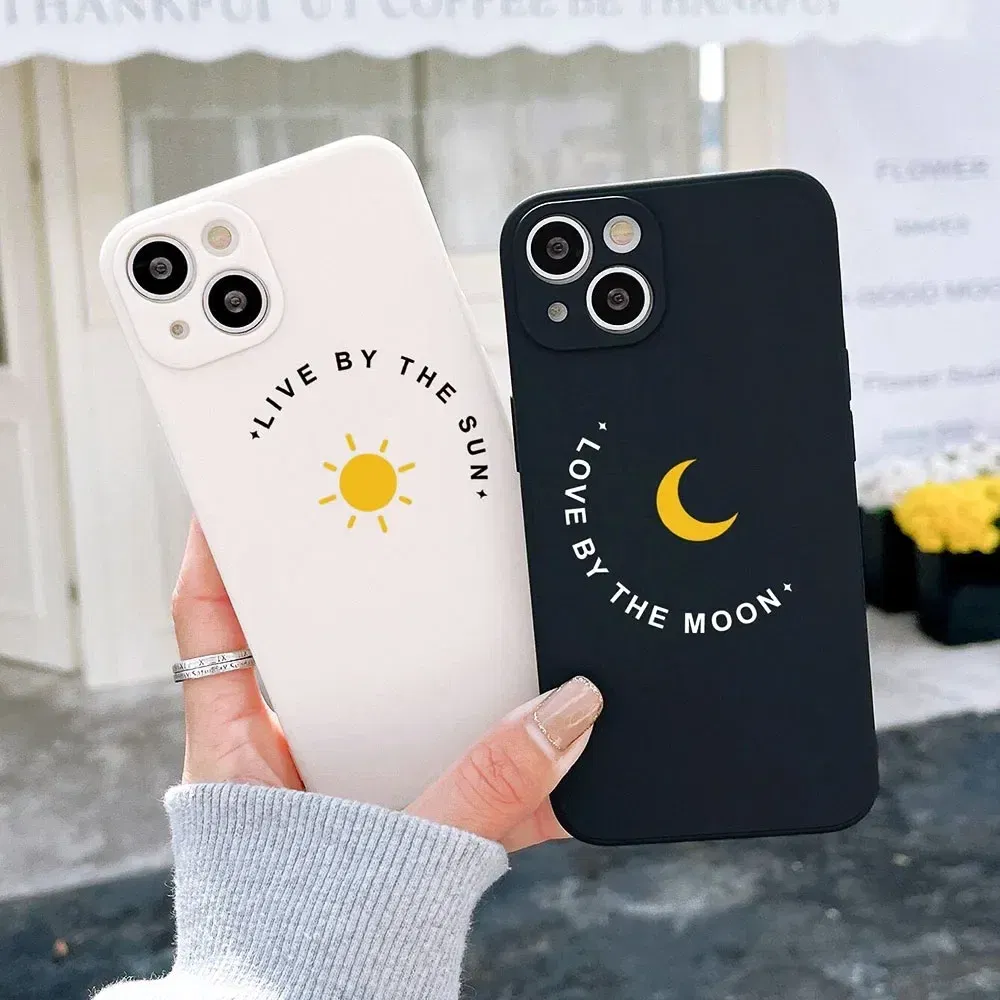 Color: Blue, Material: Plastic - Couple Black and White Love Sun Moon Case For Samsung Galaxy S10 S20 S21 S22 S23 S24 FE Plus Ultra Note 20 Silicone Phone Case