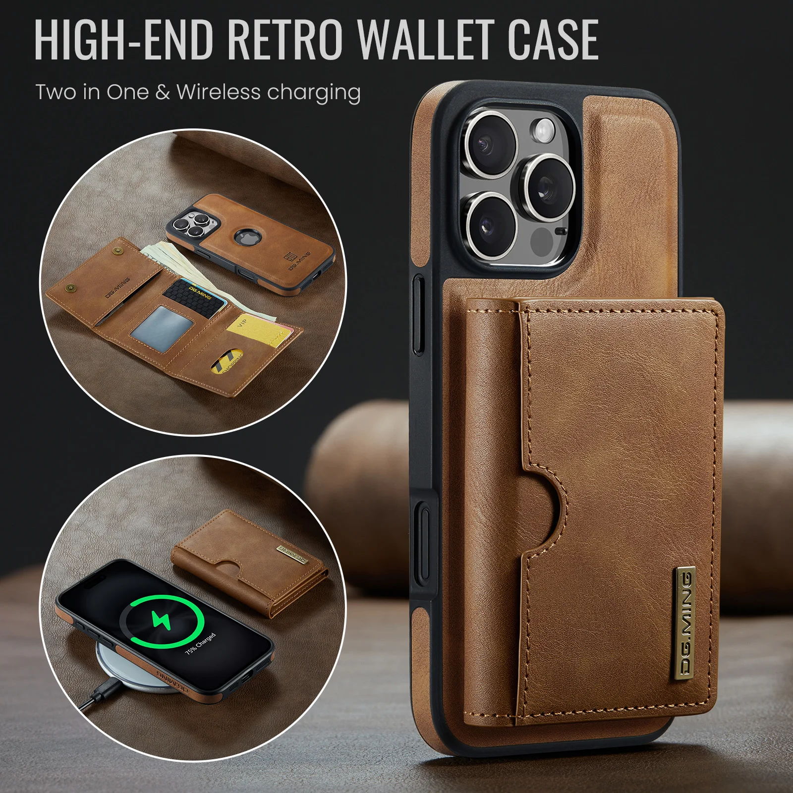Color: SKY BLUE, Material: Microfiber - Detachable 2 IN 1 Magnetic For Magsafe Leather Case For iPhone 16 Pro Max 15 12 13 11 14 Plus 16e Flip Wallet Card Holder Cover