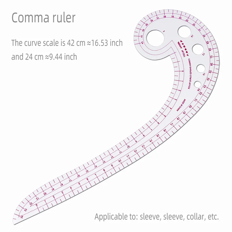 Color: Lavender - Empire sewing ruler and French curve, used for pattern making drafting, transparent plastic fashion designer ruler pieces assemb