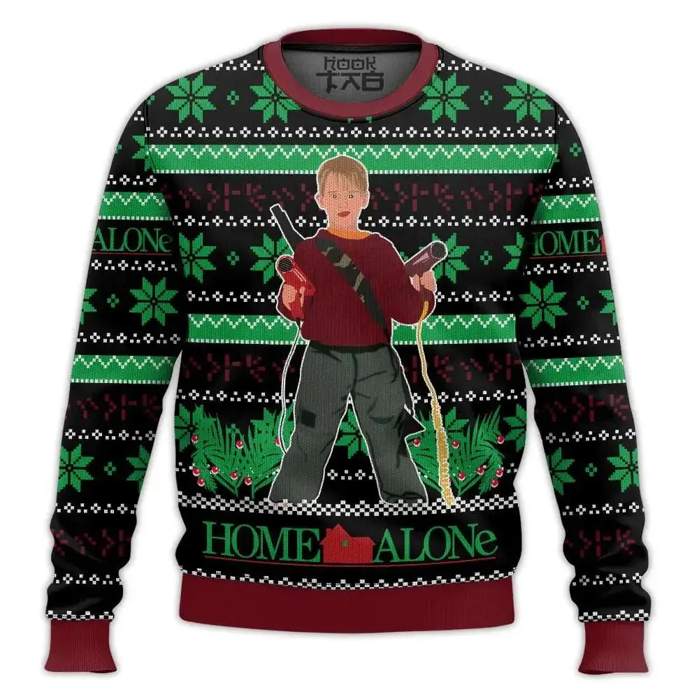 Color: GRAY, Size: 4XL - New Style Sweatshirt For Spending Christmas Alone At Home Ugly Christmas Pullover 2026 Fashionable Casual Couple Sweatshirts