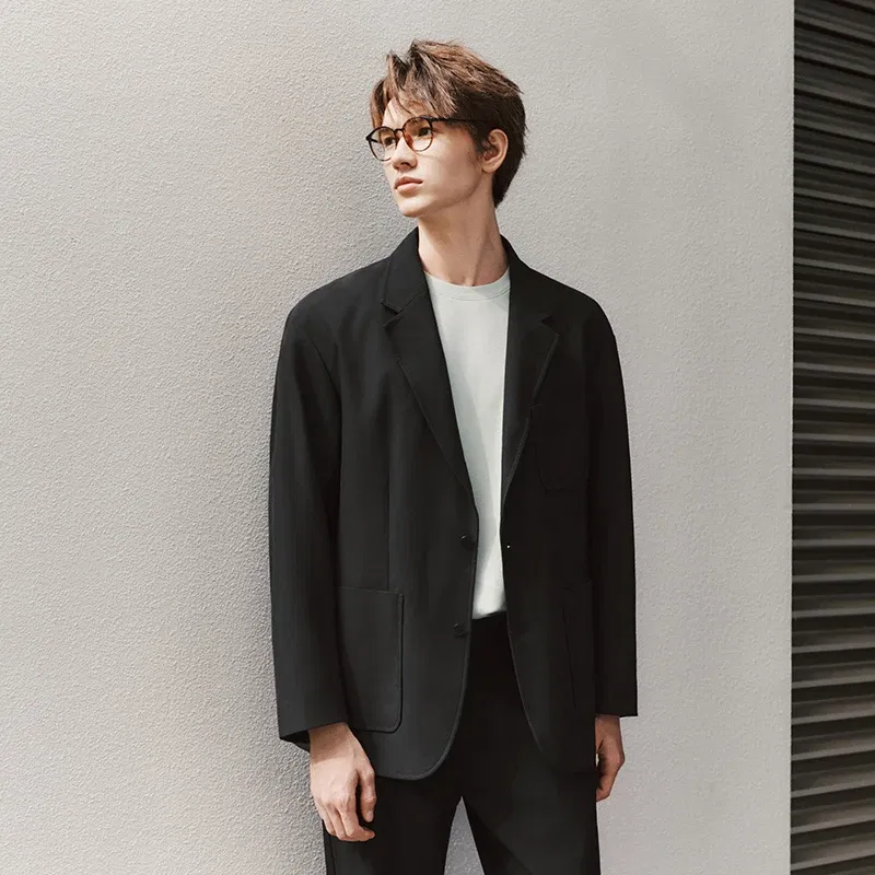 Semir Casual Suit Men Black Suit for Commuting Basic Versatile 2025 New Spring Outerwear Loose