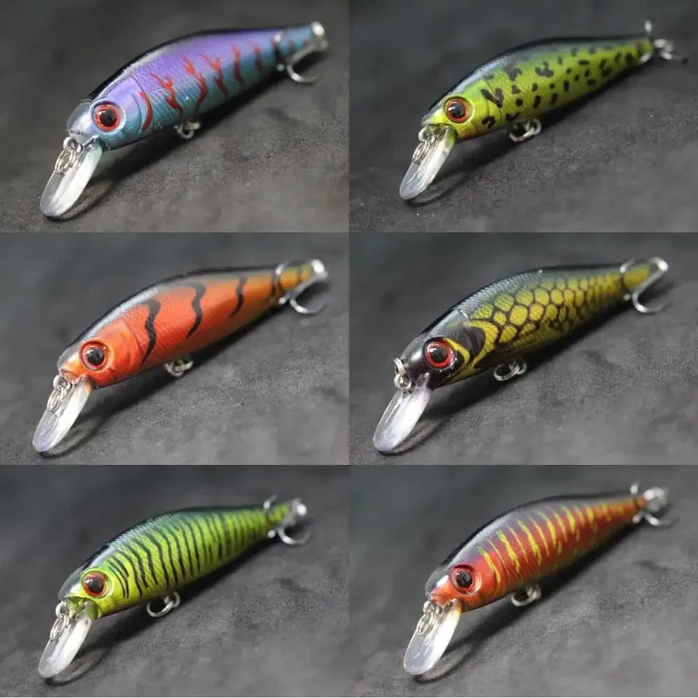 Color: Light Brown - wLure Minnow Fishing Lure Jerkbait 9g 8cm 0.5 Meter Depth 2 Black Nickle #8 Hooks 3D Hard Eyes M606