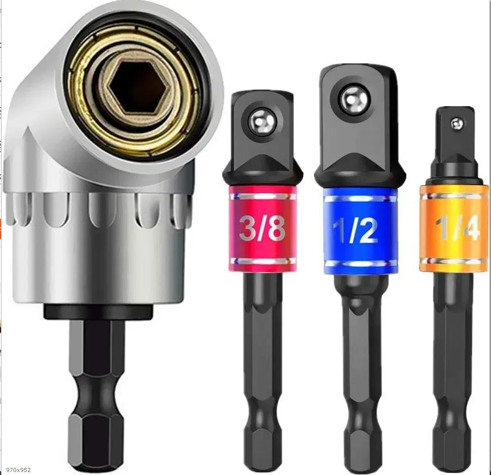 Color: Brown - Flexible Drill Extension Hex Shank Drill Nut Driver Bit Set Bendable Drill Bit Extension+ScrewdriverBit+Universal Socket Adapter