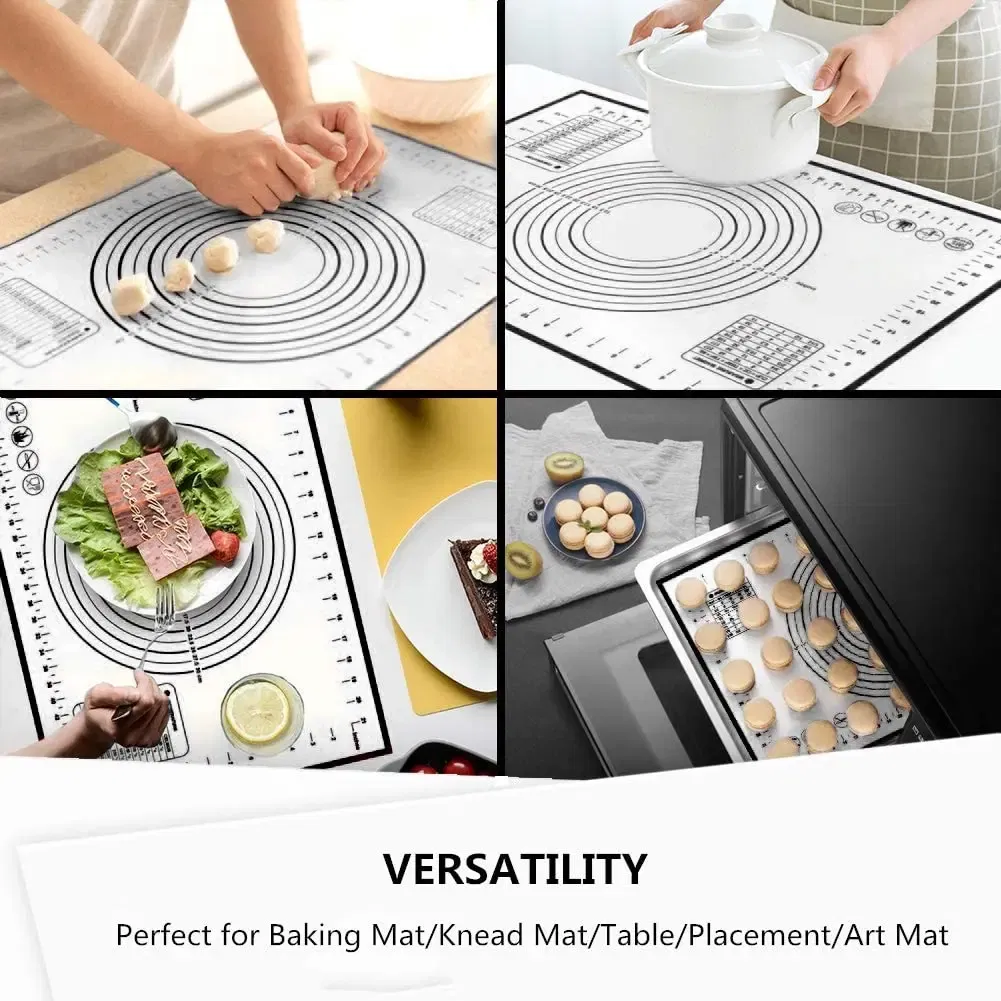 Color: Clear, Size: L - Large Size Silicone Kneading Pad Non-Stick Surface Rolling Dough Mat With Scale Kitchen Cooking Pastry Sheet Oven Liner Bakeware