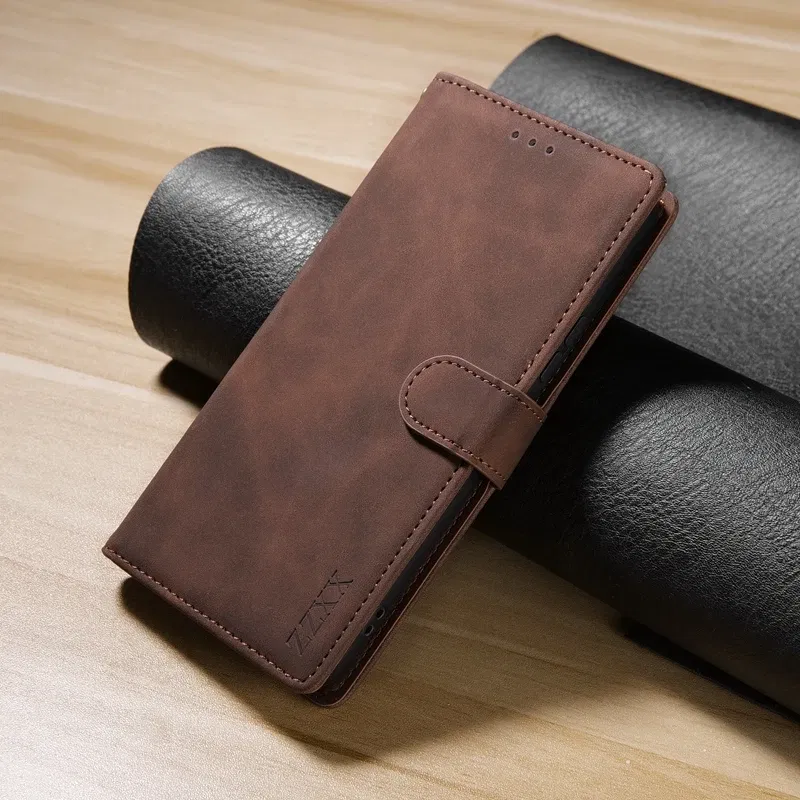 Color: Brown, Bundle: Case & Strap, Material: Microfiber - Wallet Card Slot Holder Magnetic Flip Leather Case For Samsung Galaxy S23 Ultra S22 Plus S21 FE S20 A12 A13 A14 A34 A52 A53 A54