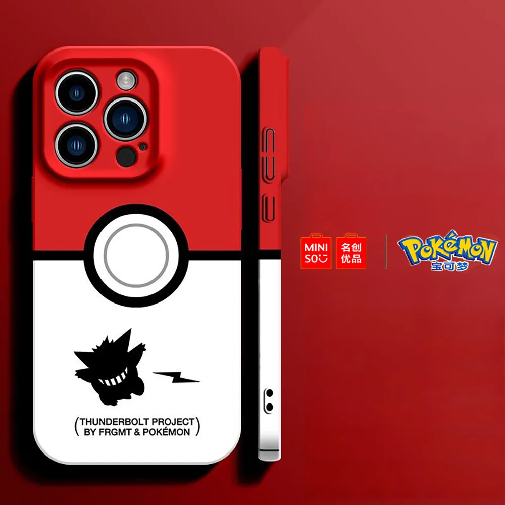 Color: Silver Pink, Material: PVC - Miniso Pokemon Collaboration Pikachu Gengar Phone Case For iPhone 15 14 13 11 12 16 Pro Max Plus X XR Girl Silicone Phone Case