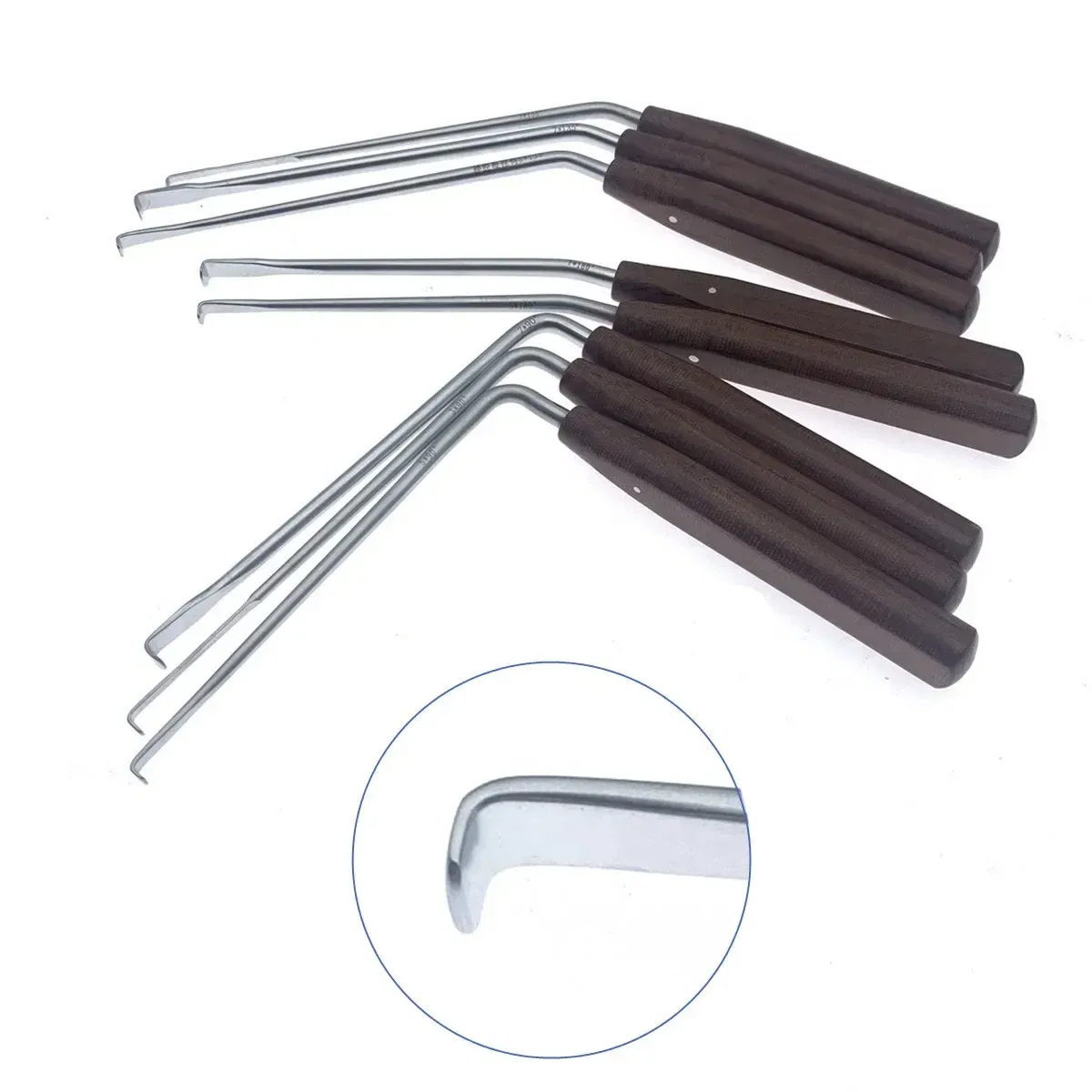 Color: green - Nerve Root Hook Retractor with wooden handle brain Bone Retractor Stainless Steel nerve pull hook