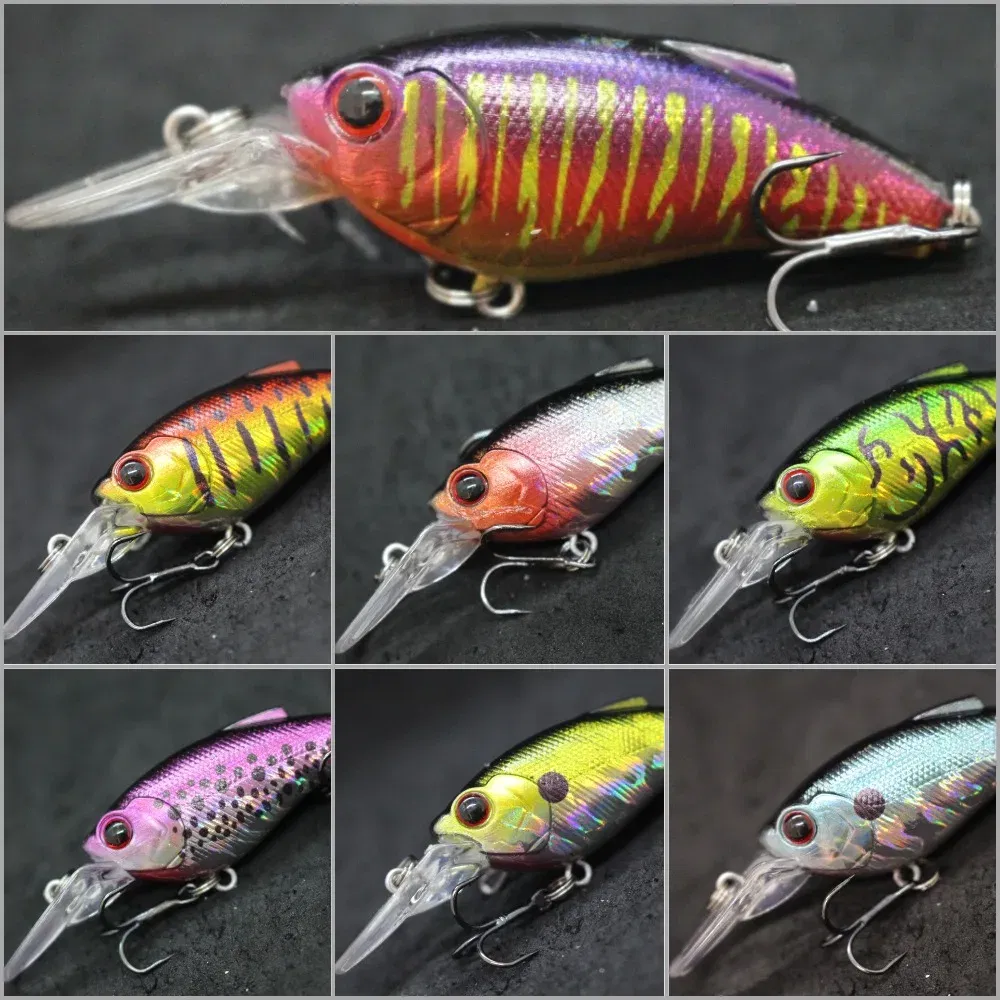 Color: Champagne - wLure Fishing Lure Wobbler 9.4g 7cm Loud Rattling Weight Transfer to Make Longer Casting 2 #6 Treble Hooks ABS Construction C647