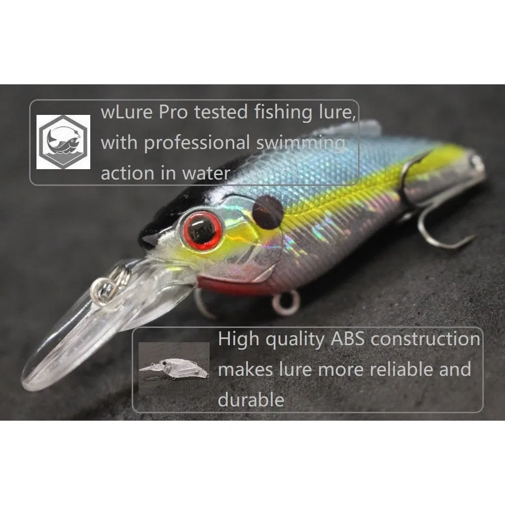 Color: Champagne - wLure Fishing Lure Wobbler 9.4g 7cm Loud Rattling Weight Transfer to Make Longer Casting 2 #6 Treble Hooks ABS Construction C647