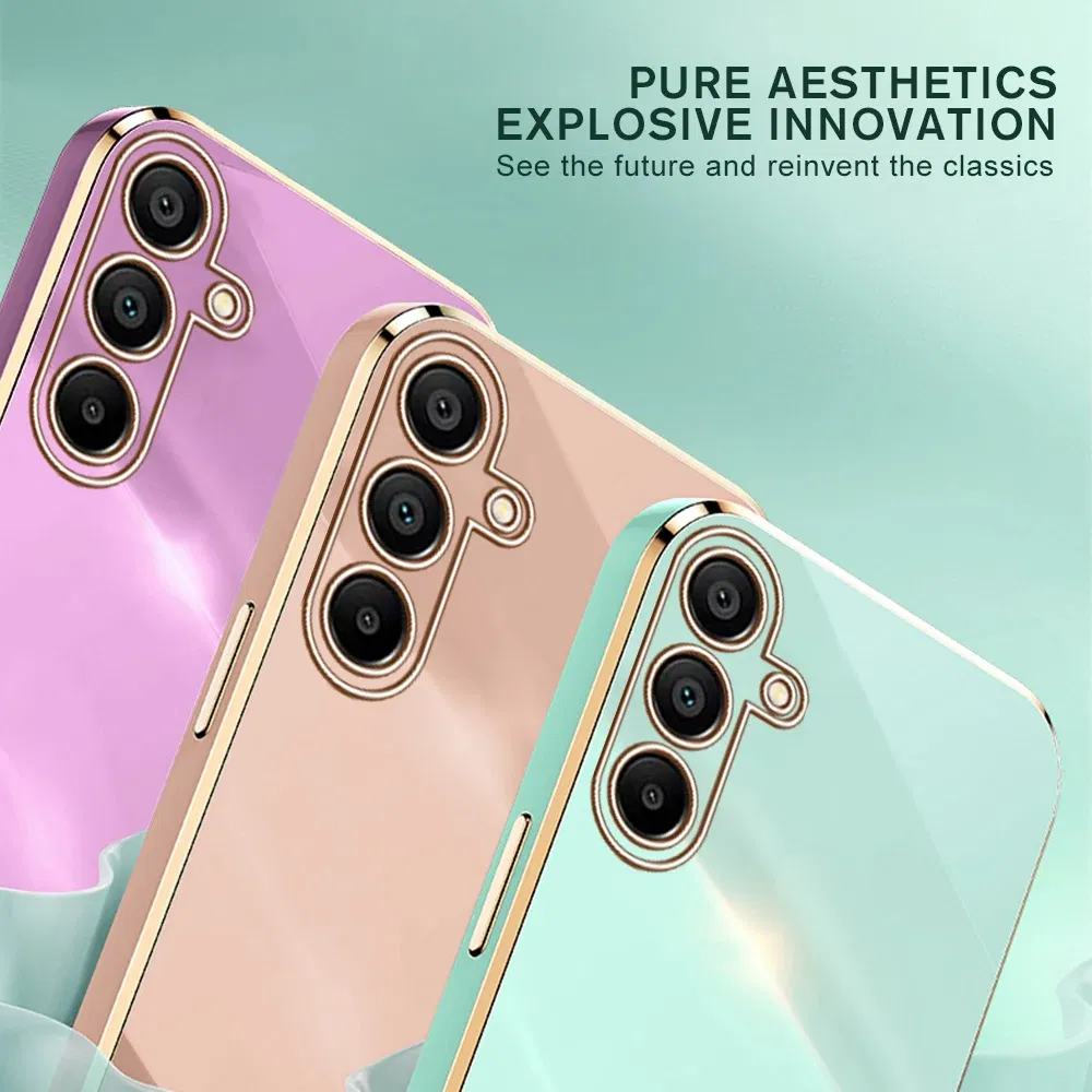 Material: EVA, Color: Brown - Luxury Electroplated Cover Case For Samsung Galaxy A15 Silicone Lens Protection Fundas A05s A05 4G A25 A35 A55 5G A 15 25 35 55