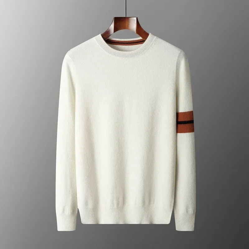 Color: Khaki, Size: XL, Ships From: CHINA - Autumn Winter Men's O-Neck Pullover Sweater 100% Cashmere Simple Basic Knitwear Cashmere Solid Color Clothing Casual Warm Tops