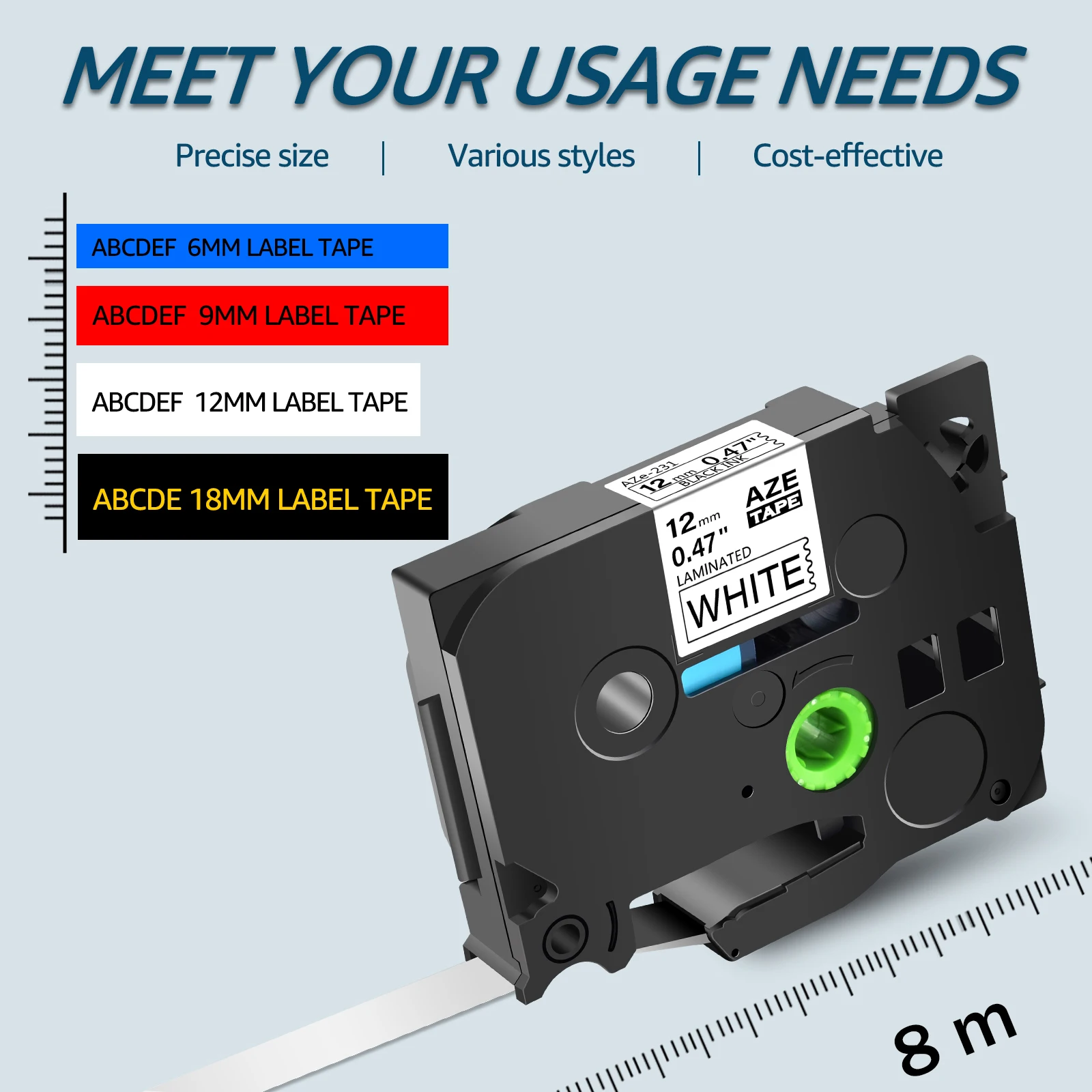 Color: Navy Blue, Width: 6mm - Greencycle 10PK TZe 231 Label cassettes Compatible for Brother Ptouch Printer Black on white Label tape 6mm 9mm 12mm 18mm 24mm