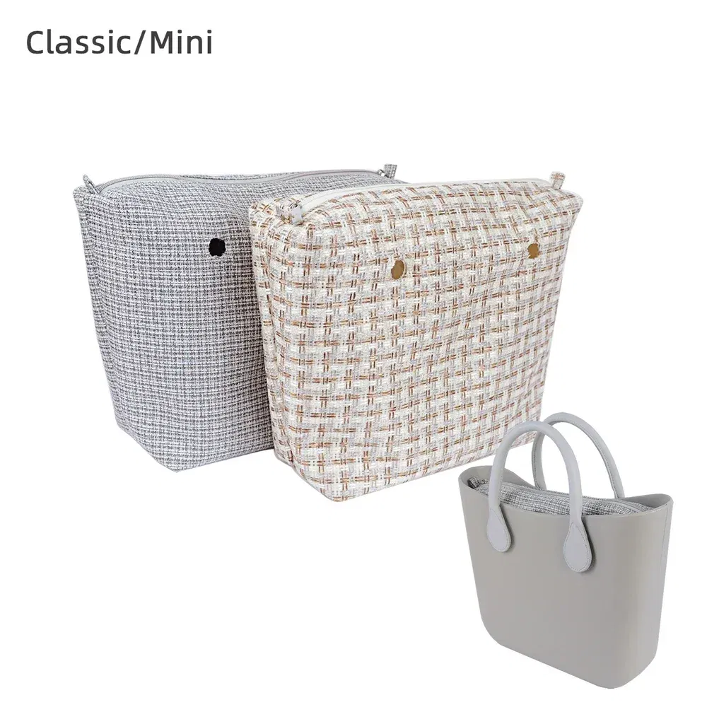 Color: Gold - TANQU Classic Mini linen canvas organizer fabric inner lining Insert for Obag Mini O Bag Women's Handbag Accessory