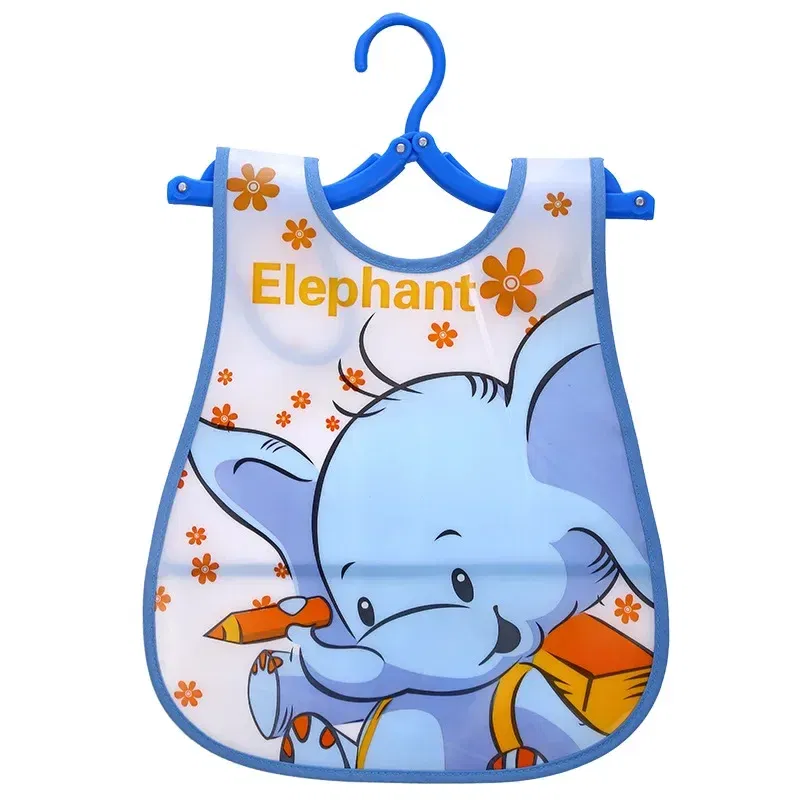 Color: GRAY - Adjustable Baby Bibs Stuff Kerchief Bandanas Stuff EVA Plastic Waterproof Lunch Feeding Cute Cartoon Children Apron Burp Cloths
