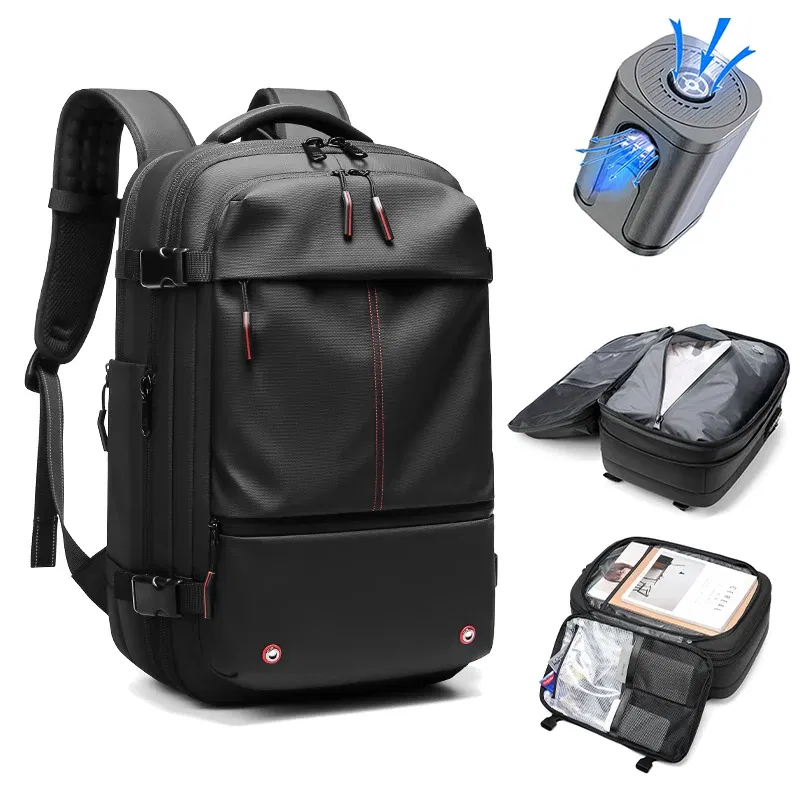 Color: Blue - Men Travel Backpack vacuum compression 17 inch Laptop Backpack Business Large Capacity school Backpack Expanded Hiking backpack
