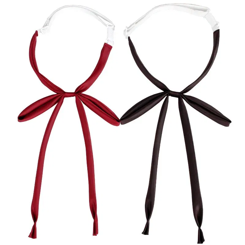 Color: WHITE - JK Style Uniform Collar Bowties Female Student College Shirt Neck Ties Solid Color Red Black Bowknot Elegant Daily Neckwear Gift