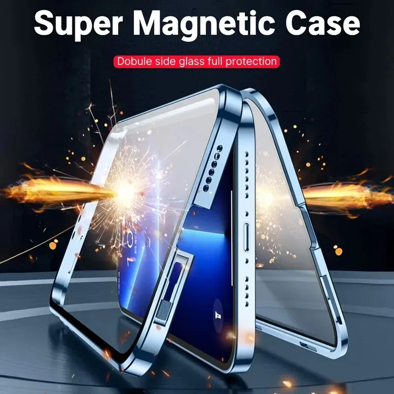 Color: Blue, Bundle: Case & Screen Protector, Material: Microfiber - 360 Full Protection Metal Magnetic Case For Honor X9b X6 X8A 5G X9 4G X9A 5G Double-Sided Glass Transparent Cover Cases