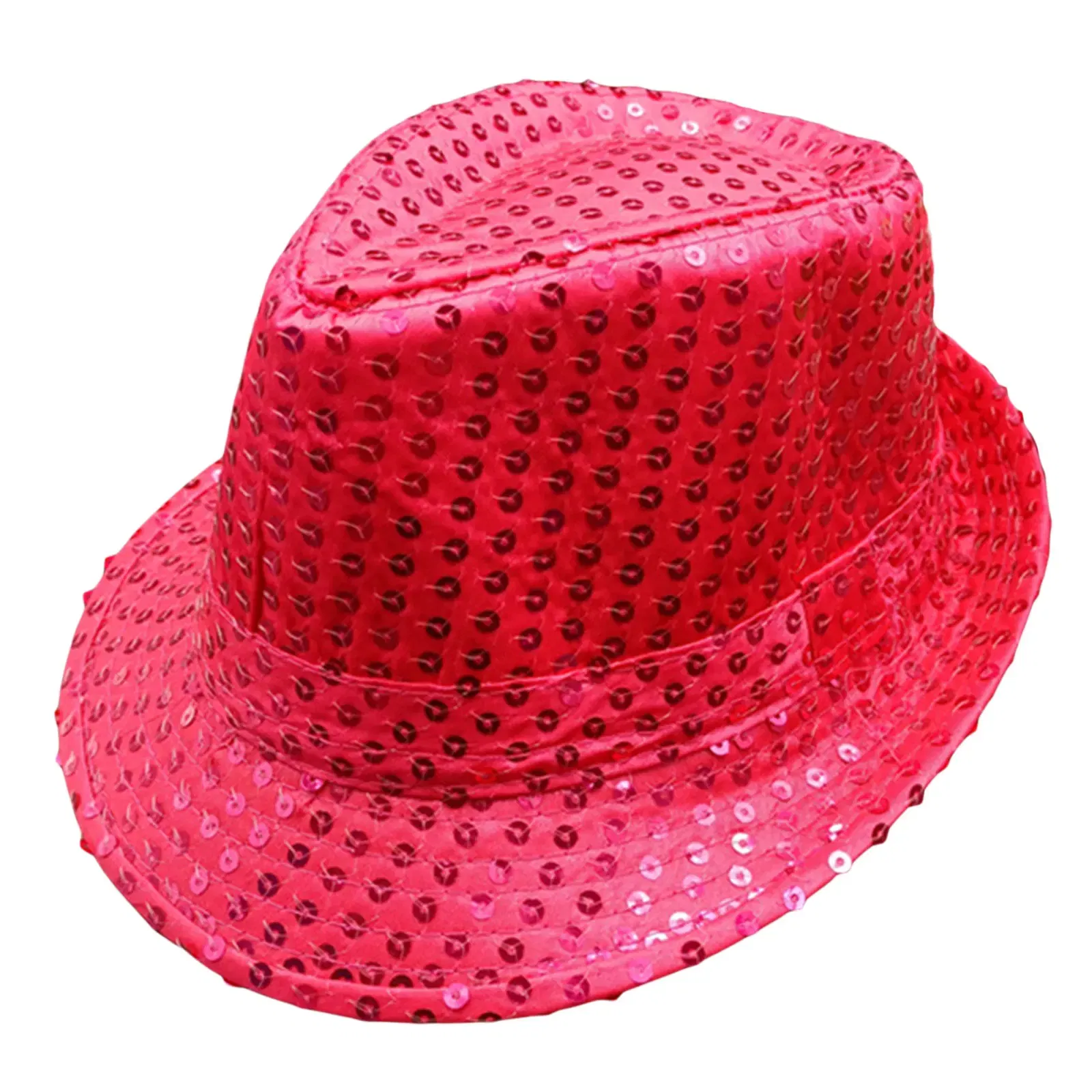 Color: Red - 12 Colors Men's Women's Jazz Hat Sequins Retro Disco Funky Glitter Costume Unisex Novelty Christmas Party Prop Charming Hat