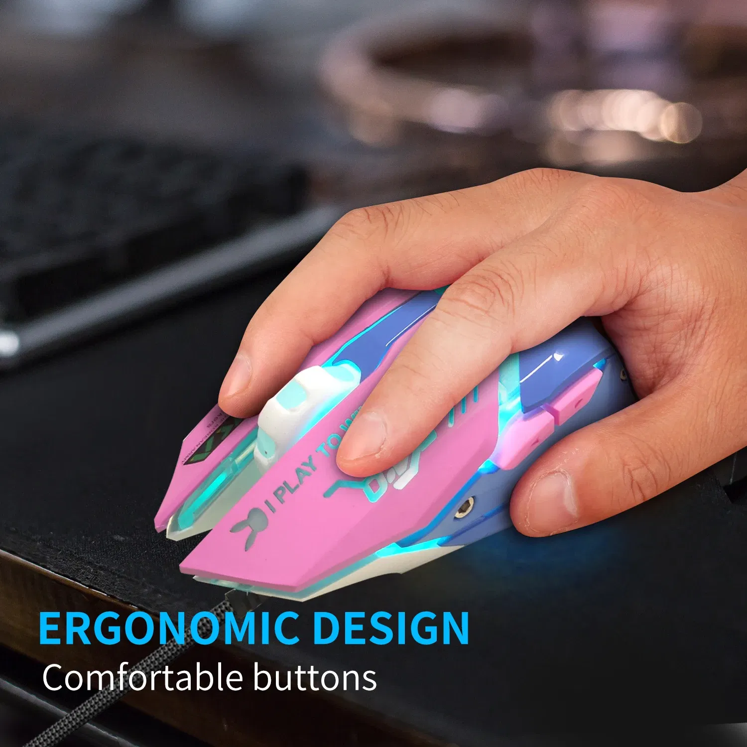 Color: Red - 2400DPI Gaming Mouse Color Backlit Silent Mouse USB Wired Gaming Mouse Pink Computer Professional for Lol Data Laptop