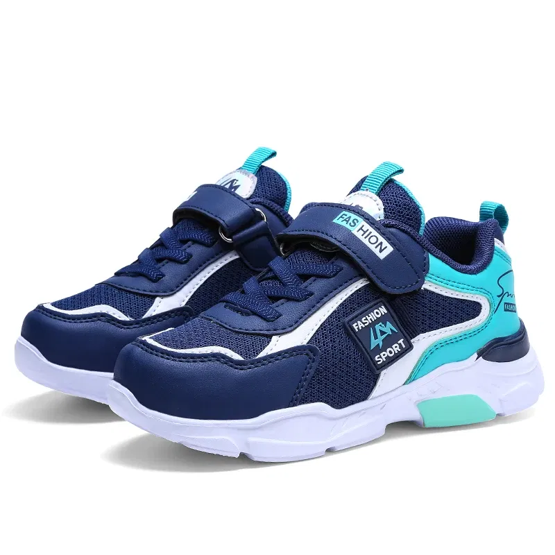 Color: black, Shoe Size: 39 - Children Casual Shoes for Boys Breathable Sneaker Summer Air Mesh Kids Hook&Loop Students School Shoe Size28-40